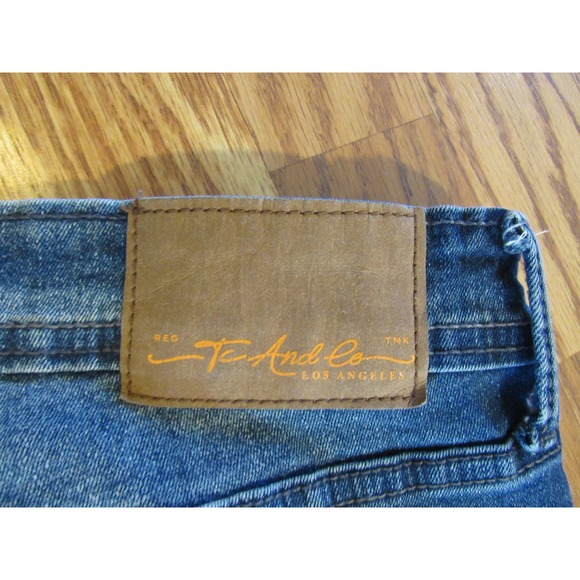 Tc And Co Los Angeles Slim Fit Distressed Blue Jeans Mens 36x30 Ripped Denim - Picture 3 of 12